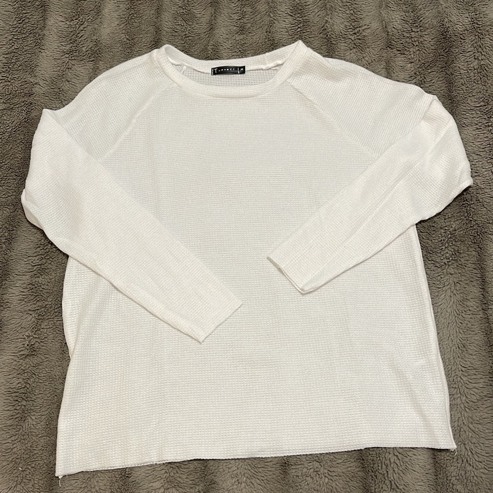 White long sleeve waffle top